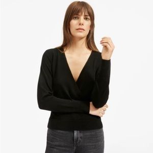 Everlane black cashmere wrap sweater. Size L